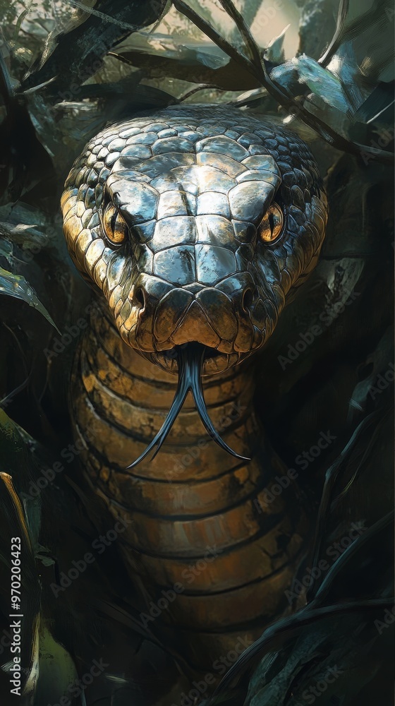 Naklejka premium Close-up of a king cobra in