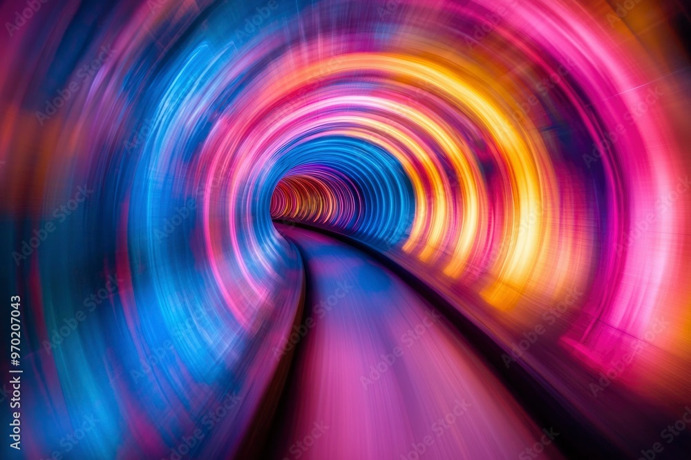 Obraz premium Abstract Tunnel with Vibrant Neon Lights