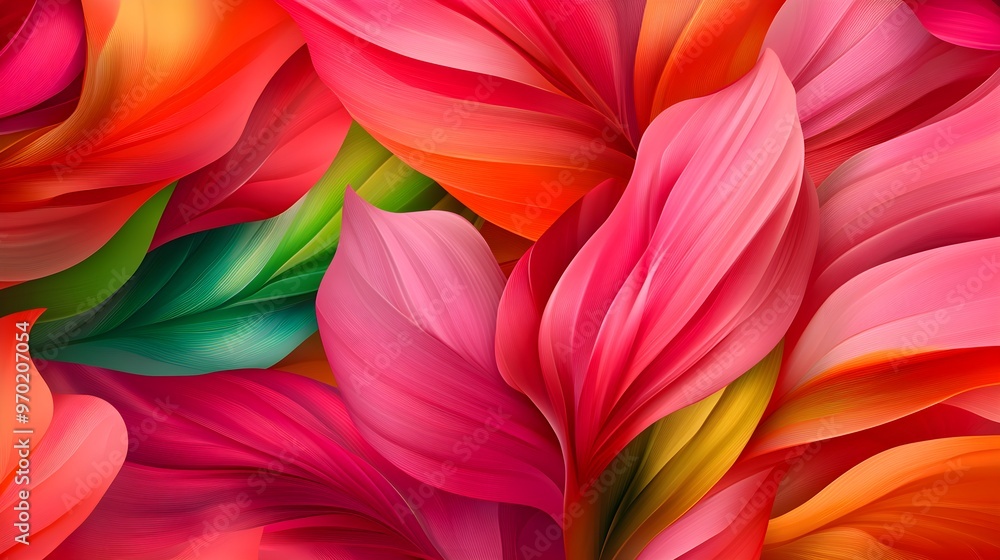 Stylized floral shapes with swirling lines, soft pinks and greens, pop art influence, vibrant yet gentle tones, seamless and bold, romantic feel. Stylized floral shapes with swirling lines, soft pinks and greens, pop art influence, vibrant yet gentle tones, seamless and bold, romantic feel.