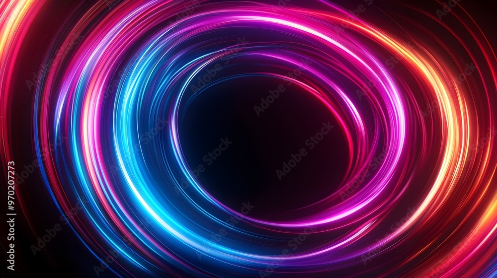 Abstract swirls of neon colors, spiraling endlessly on a black background, seamless design, vivid and futuristic aesthetic. Abstract swirls of neon colors, spiraling endlessly on a black background, seamless design, vivid and futuristic aesthetic.