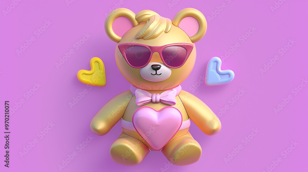 pink bear with a bow, 3d-generative ai pink bear with a bow, 3d-generative ai