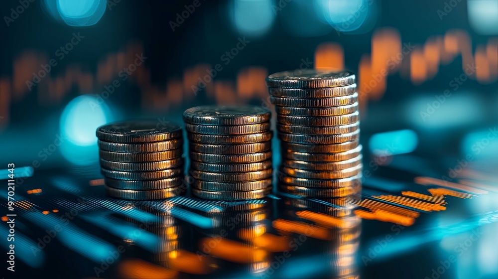 Stacked Coins on a Chart Displaying Financial Growth Stacked Coins on a Chart Displaying Financial Growth