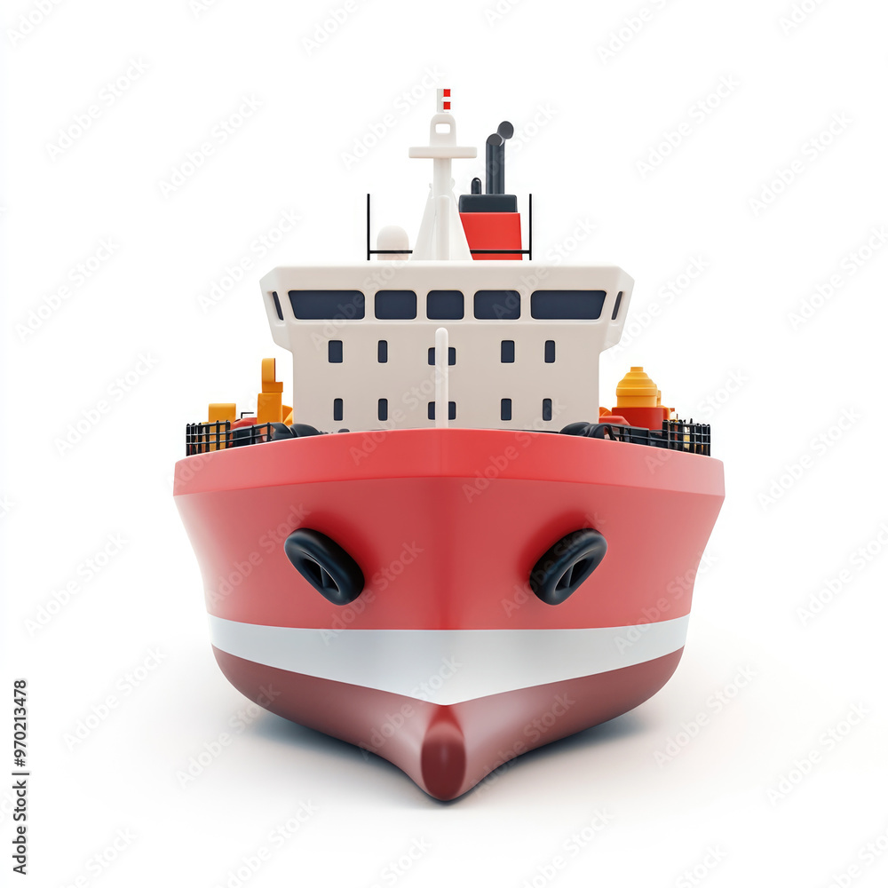 Obraz premium 3D icon of a cargo ship, on a solid white background