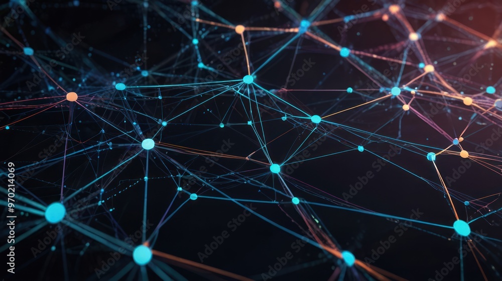 Abstract Network Visualization: Interconnected Nodes and Lines Abstract Network Visualization: Interconnected Nodes and Lines