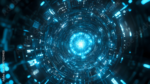 Data tunnel with futuristic tech feel