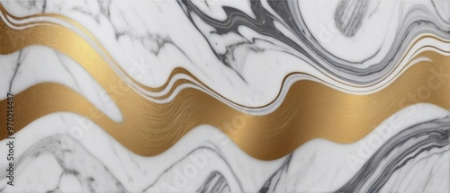 Abstract Marble Texture with Golden Swirl