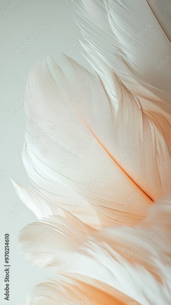 Close-up of soft white feathers with Close-up of soft white feathers with