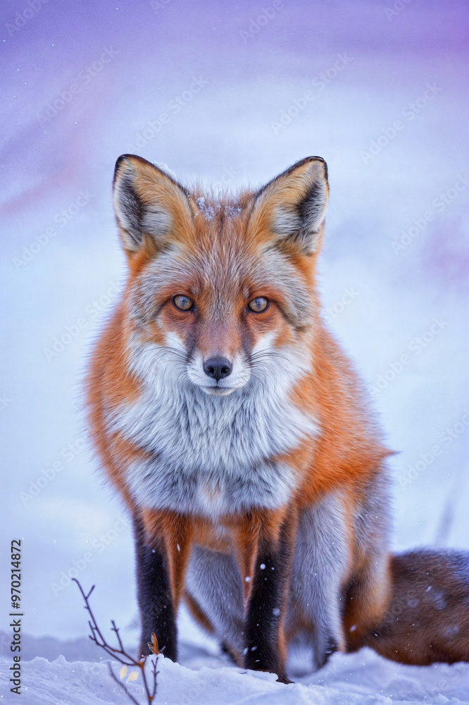 Obraz premium Portrait of a Red Fox in Winter Snow.