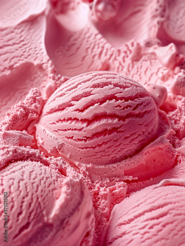 Close-Up of Pink Ice Cream Scoops.