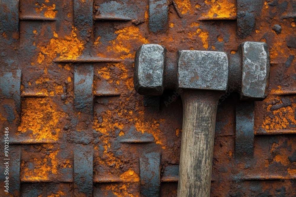 Rusty Metal Surface with a Hammer Rusty Metal Surface with a Hammer