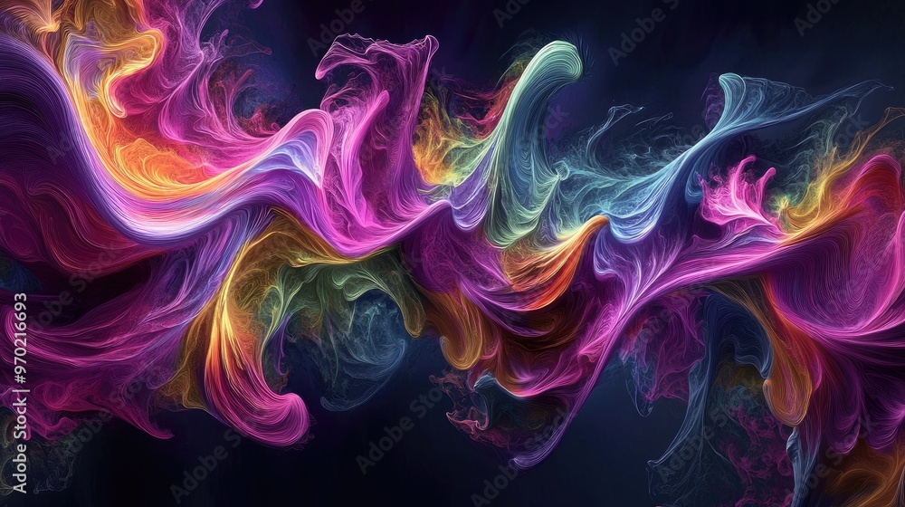 Fototapeta premium Vibrant abstract wavy texture with a fantastical fractal design Digital artwork featuring 3D rendering techniques