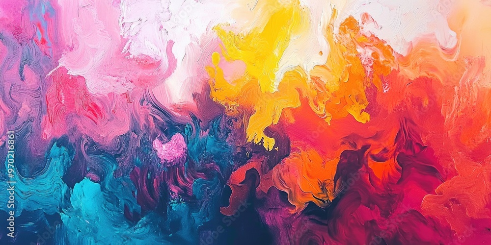 Obraz premium Abstract artwork featuring textured brushstrokes and vibrant colors blending modern drawing and contemporary impressionism with a psychedelic design aesthetic