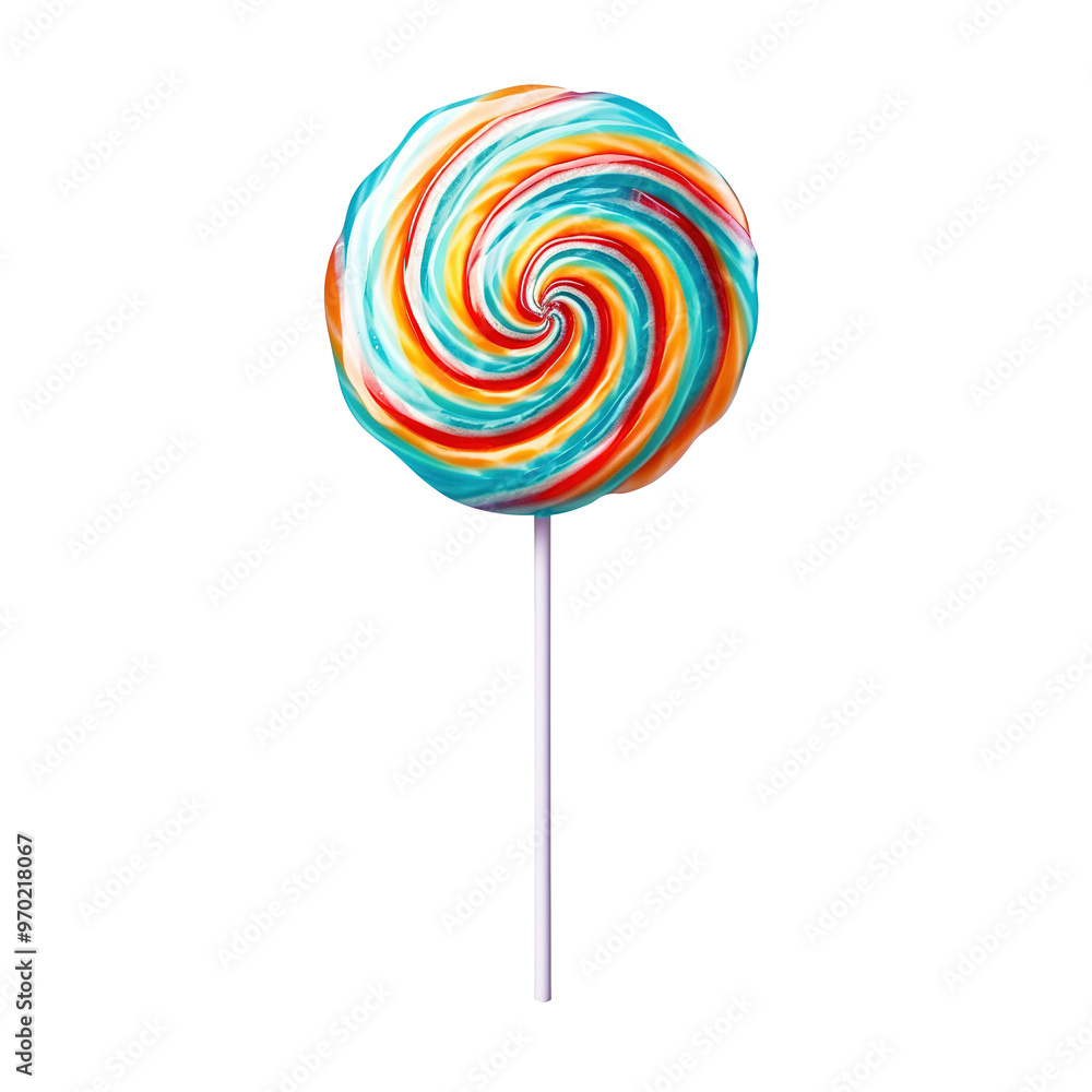 Colorful swirl lollipop on transparent background PNG Generative AI Colorful swirl lollipop on transparent background PNG Generative AI