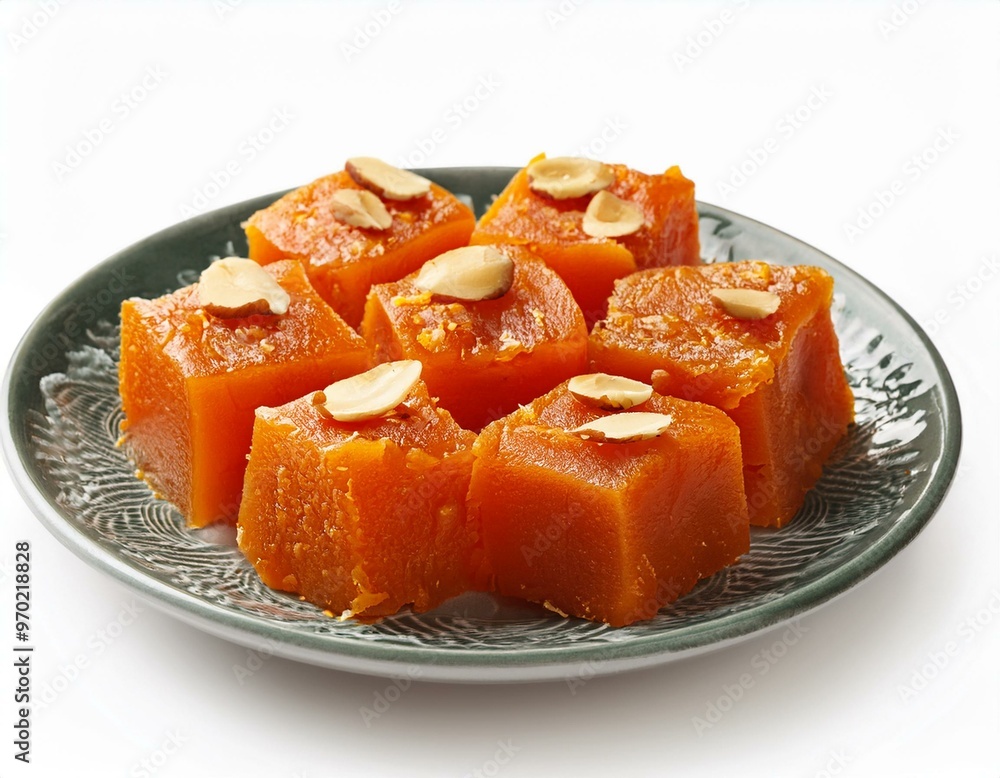 Gajar Halwa on plate isolated on white background Gajar Halwa on plate isolated on white background