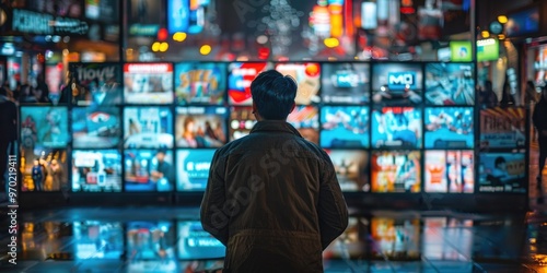 The Digital Matrix: A Person Amidst Multiple Monitors