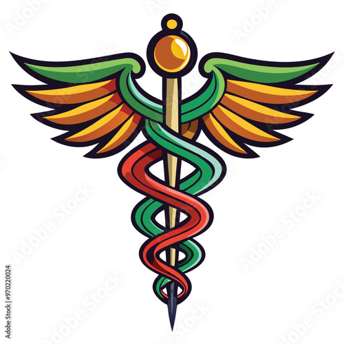 Caduceus health symbol vector illustration