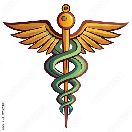 Caduceus health symbol vector illustration