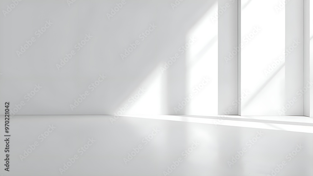 Sunlit Minimalist White Room with Empty Space Sunlit Minimalist White Room with Empty Space