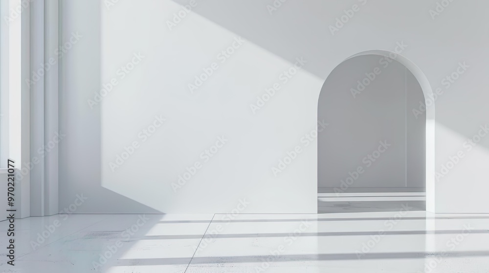 Minimalist Interior with Arch and Sunlight Shadows Minimalist Interior with Arch and Sunlight Shadows