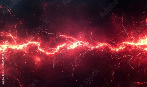 Abstract plasma with red lightning background in a line art illustration