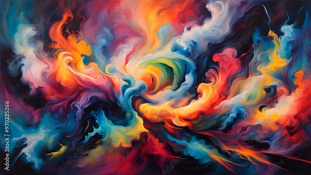 Abstract painting with vibrant swirling colors. Abstract painting with vibrant swirling colors.
