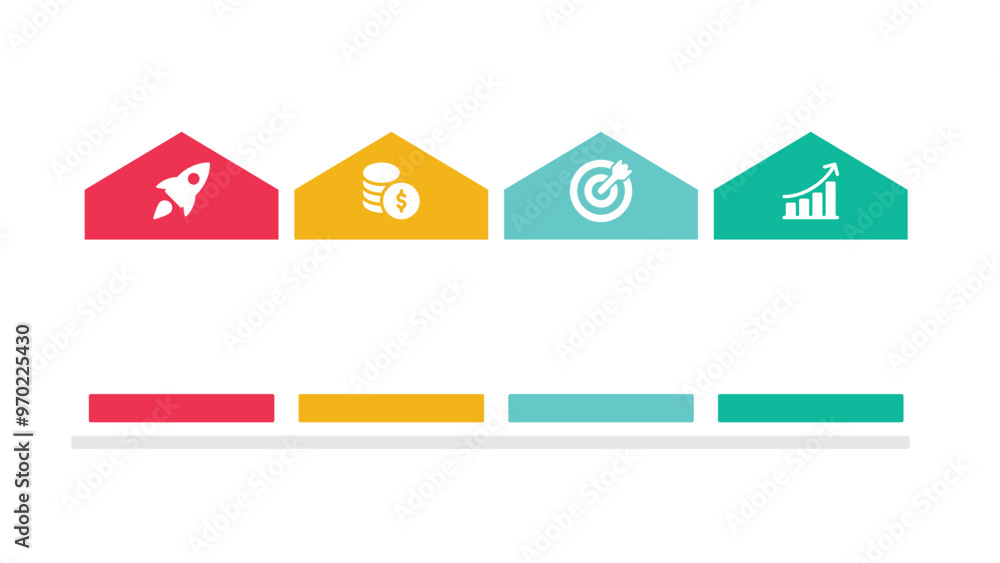 Vector infographic banner design with process steps and icons. Stock ...