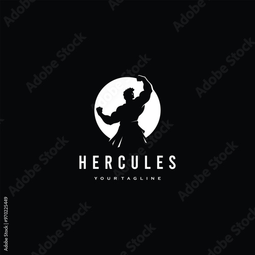 Hercules Heracles , Muscular Myth Greek Warrior Logo design	