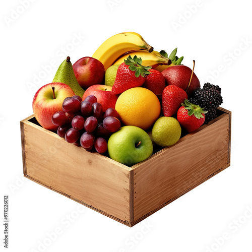 Fresh fruit box on transparent background Fresh fruit box on transparent background PNG Generative AI