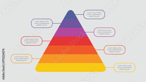 Pyramid infographic with 7 levels, steps or options
