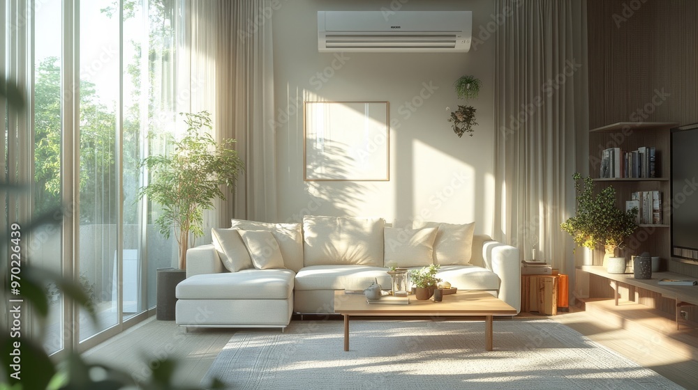 Naklejka premium エアコンのあるリビング