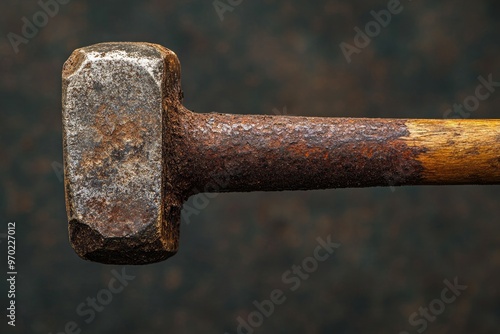 Closeup of a Rusted Hammer Head and Handle