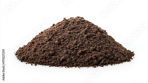 A pile of dirt is on a white background