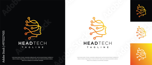 human head smart technology logo design template.
human head logo icon, mind, and technology