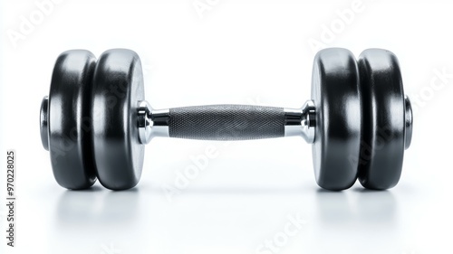 A black dumbbell with a silver handle