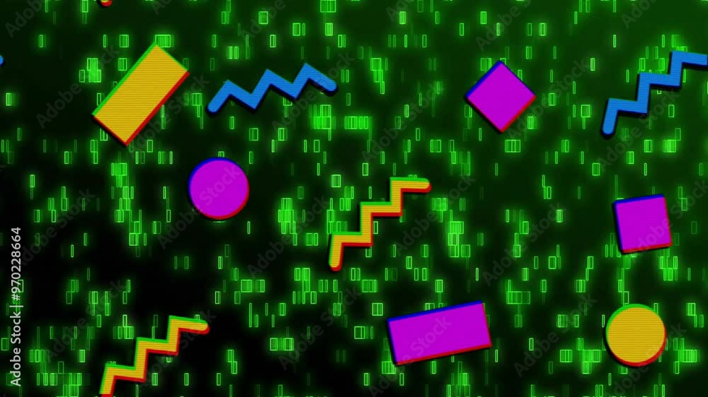 Animation of vibrant abstract shapes moving on black background