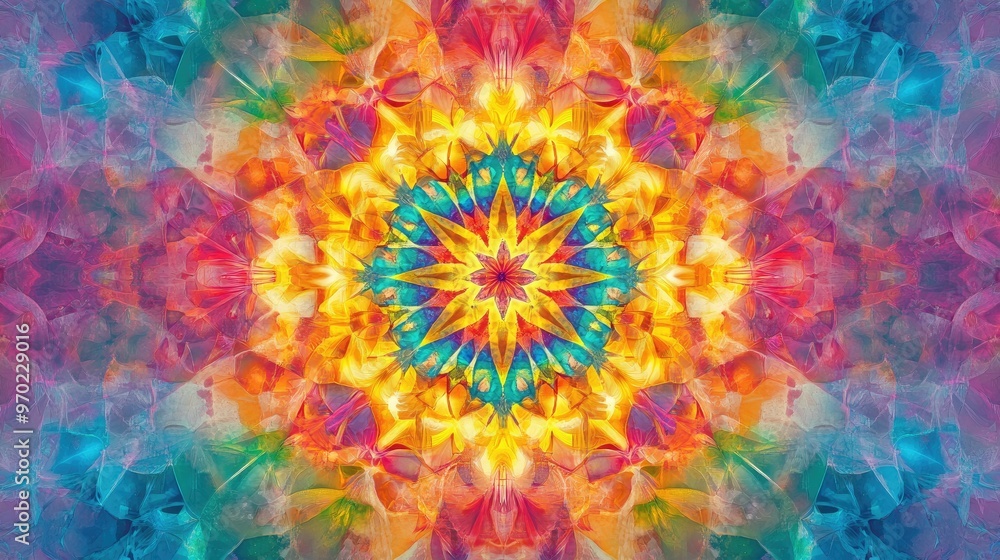 Colorful Rainbow Kaleidoscope Wallpaper Featuring a Mandala Design Colorful Rainbow Kaleidoscope Wallpaper Featuring a Mandala Design