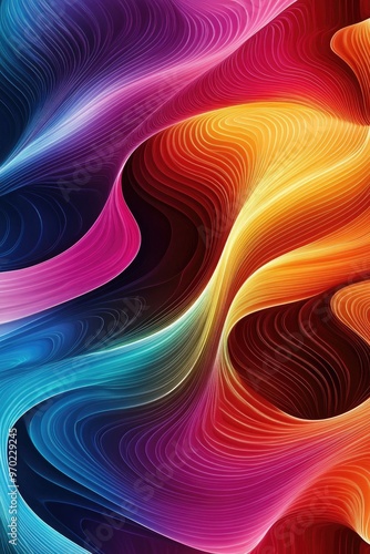 Colorful background with abstract wavy lines photo