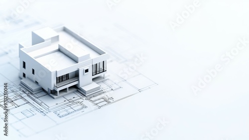 Wallpaper Mural A white house is drawn on a white background Torontodigital.ca