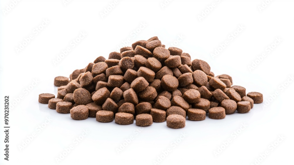 A pile of dog food is shown in a close up A pile of dog food is shown in a close up
