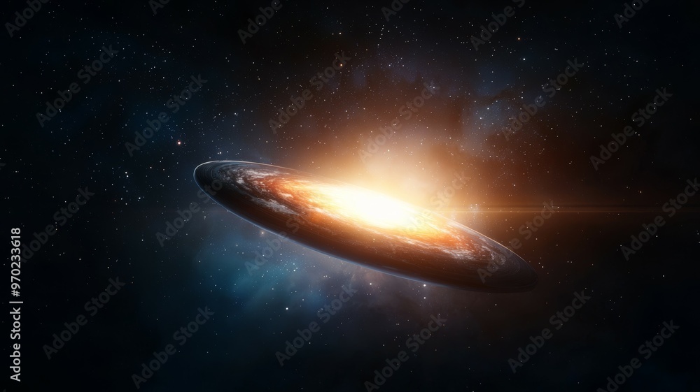 A large, glowing object is floating in space A large, glowing object is floating in space
