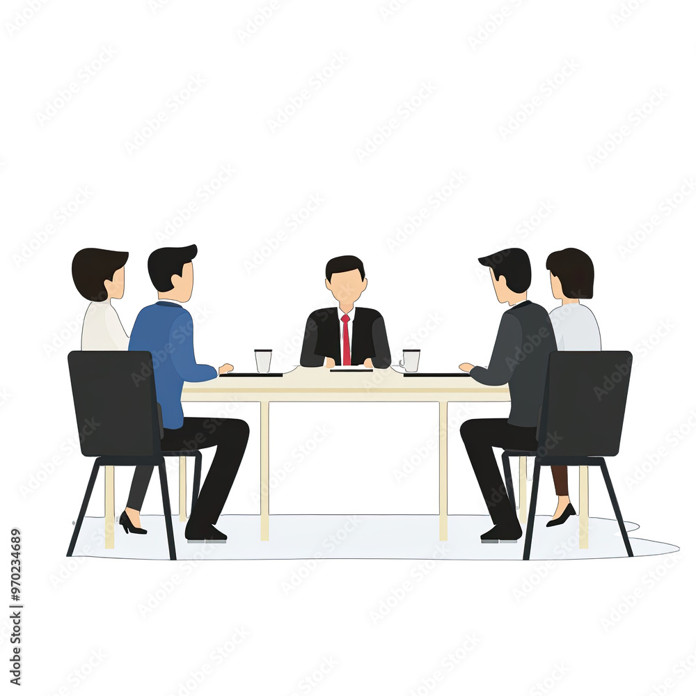Business corporate group of people in a work meeting, Flat design, isolated Business corporate group of people in a work meeting, Flat design, isolated