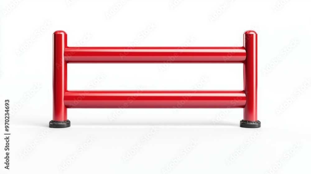 A red fence with black posts A red fence with black posts