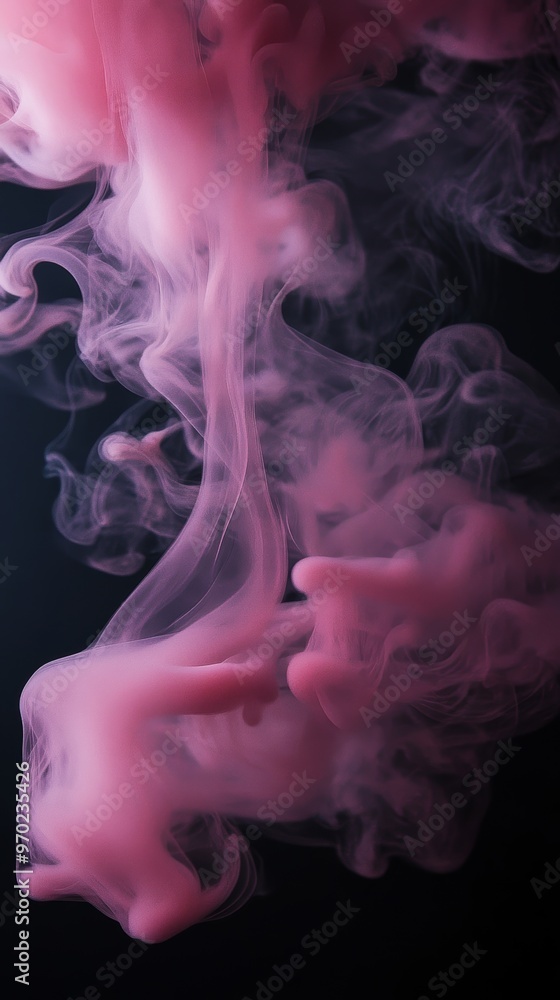 Fototapeta premium Pink smoke swirling in dark atmosphere, abstract