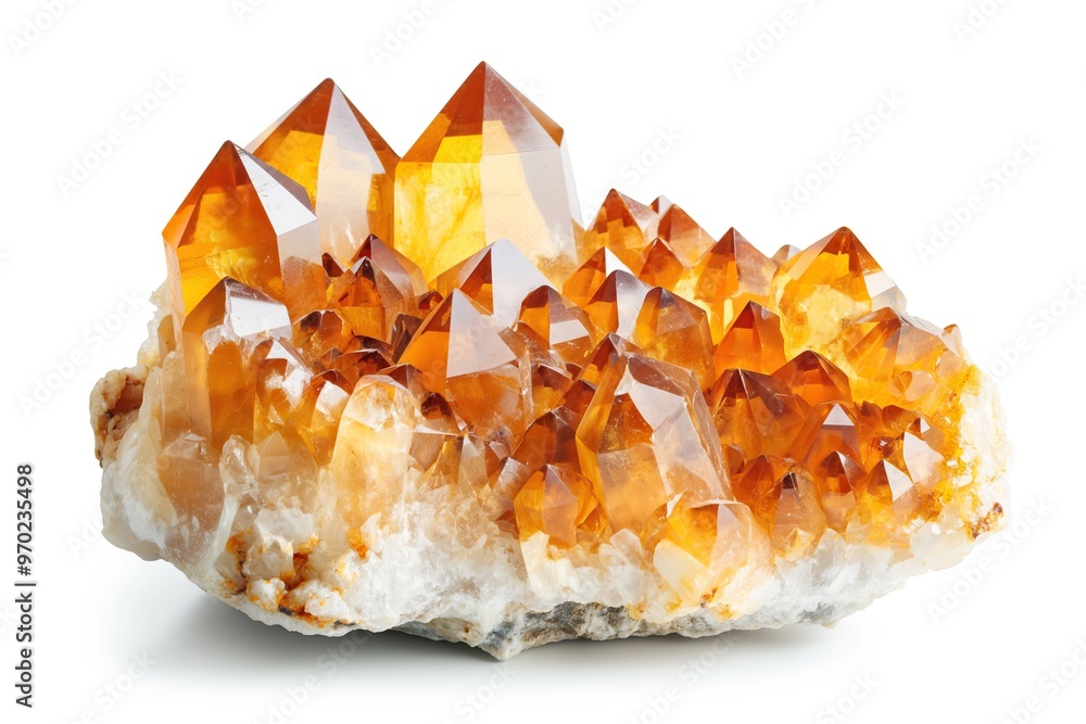 Citrine geode close up. Stone crystals isolated on white background Citrine geode close up. Stone crystals isolated on white background