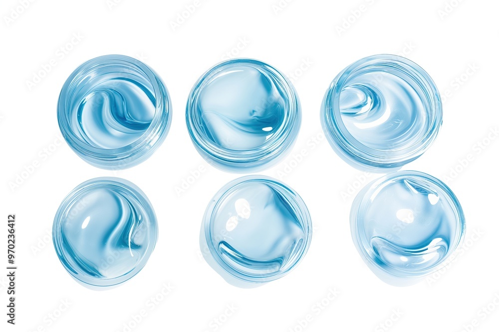 Set of blue smears of facial gel isolated on a white background. Cosmetics sample Set of blue smears of facial gel isolated on a white background. Cosmetics sample