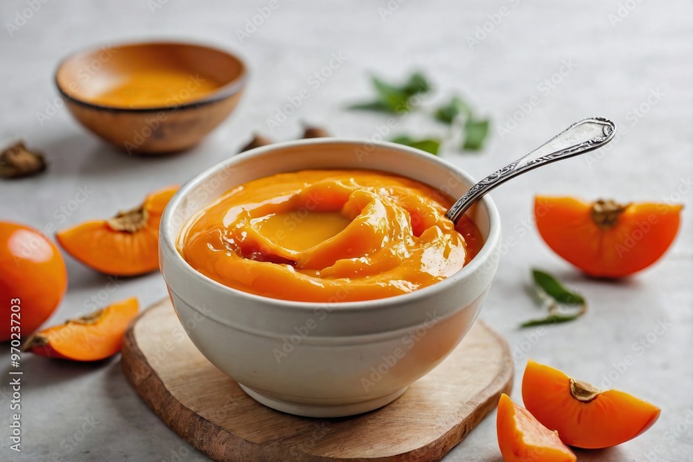 Persimmon Curd: A small bowl of persimmon curd Persimmon Curd: A small bowl of persimmon curd