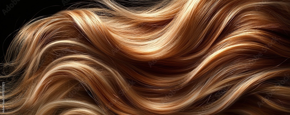 Shimmering luxurious hair with flowing layers and warm, glossy highlights, embodying elegance and richness for beauty and fashion themes. Shimmering luxurious hair with flowing layers and warm, glossy highlights, embodying elegance and richness for beauty and fashion themes.