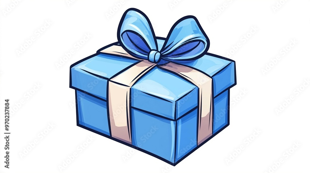Fototapeta premium blue gift box with bow