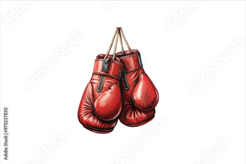 Boxing gloves Vector on white background. Beautiful isolated hanging Boxing Gloves Vector Art Illustration.
