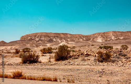 Panoramic view of the mountains in the Judean Desert in southern Israel. High quality photo